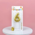 Metallic gold number 6 candle for birthday party with elegant gradient finish - Number 6 / Gold