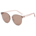 Frameless champagne gold cat-eye sunglasses with gradient brown lenses for a stylish look - Transparent Tea Frame Tea Lens