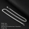 Collana a spiga in acciaio inossidabile argento 7mm di larghezza e 80cm di lunghezza - Cesto di Fiori Color Acciaio 7.0mm di Larghezza