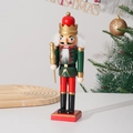 Detail of 25cm wooden nutcracker king ornament with golden scepter in Christmas setting - King with Scepter