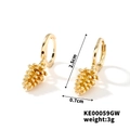 Close-up of pine cone shaped gold earrings with precise dimensions 2.5cm height and 3g weight - Pinecone Pendant Style (KE00059GW)