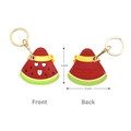 Watermelon leather card holder keychain with red and green color-blocking design - Fighting Watermelon