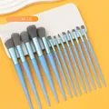 13-piece sky blue makeup brush set featuring soft fiber bristles and tapered handles - 13pcs Brush Set / Blue
