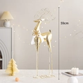 Christmas 59cm golden iron reindeer decoration with white scarf and snowflake pendant - Large Gold Standing Long-legged Reindeer (59cm)