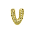 Detail of gold letter U charm with pavé-set sparkling white stones for DIY jewelry - English Letter V (DB241107-V)