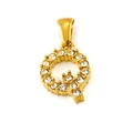 Golden letter Q pendant with sparkling white zircons and a small crown detail - Letter Q Pendant
