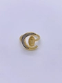 Detail of 18K gold-plated ring with Virgin Mary emblem and sparkling zircon stones - Adjustable Open / Crescent Figure Relief Style (戒指01)