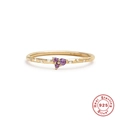Detail of 925 sterling silver ring with cluster of purple gems and gold finish - Purple Zirconia Cluster Gold Style (Style 6-Purple)