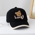 Casquette de baseball noire pour enfants avec écusson ours 3D et broderie Lucky - 50cm (1-3 ans) / Ours LUCKY-Noir
