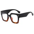 Occhiali quadrati chic neri e tartarugati con punti metallici decorativi in stile retrò - Nero e leopardo Lente chiara