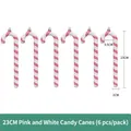 Set of six 23cm pink and white glitter candy canes for Christmas tree decoration - 23cm Pink White Candy Cane (6 Pcs Set)