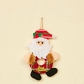 Addobbo natalizio con Babbo Natale in peluche e anello a quadri con scritta dorata - Babbo Natale