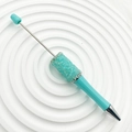 DIY creative crystal beaded pen in lake blue with glitter rhinestones and silver metal finish - Candy Light Blue