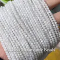 Faceted Grade 2 Moonstone small beads strand with translucent finish for jewelry making - Grade B Moonstone 3mm