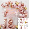 18th birthday party decoration set with rose gold balloons, number 18 and banner - Champagne Pink