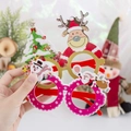 Glitter Christmas glasses with gold reindeer and pink snowman designs for kids gifts - Christmas Tree and Reindeer Glasses