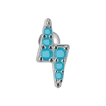 Silver lightning bolt ear stud with blue zircon stones on a white background - Silver Lightning With Blue Zirconia (#3)