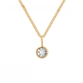 Rose gold stainless steel necklace with 8mm April crystal birthstone pendant - April White - Rose Gold