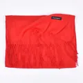 Solid bright red cashmere scarf with fringe tassels for men and women winter fashion - Red