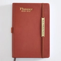 Brick red faux leather 2026-2027 weekly and monthly planner with gold stamp - 2026.01-2027.06 A5 / Brown