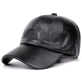 Klassische schwarze PU-Leder-Baseballkappe mit Boston-Prägung und Vintage-Logo-Details - Schwarz