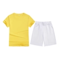 Kids sports set with bright yellow short-sleeve T-shirt and white drawstring shorts - Top And Bottom / Yellow/White / 100cm