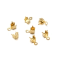 Vergulde 18k roestvrijstalen sieradensluitingen voor DIY kettingen en armbanden - Binnen 3 mm vierkante klauw krimp uiteinde met 1,2 mm gat / Goud