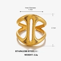 Goldener geometrischer Edelstahlring mit Hohlstruktur und feiner Streifentextur - Gold