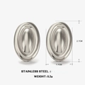 Pendientes ovalados de acero inoxidable plateado con dimensiones de 2,7 cm de alto y 1,7 cm - Color Acero