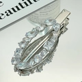 Bow hair clip with colorful cubic zirconia and silver heart-shaped alloy base - 3190 White Zircon-Irregular Clear Zirconia