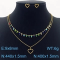 Set gioielli boho con cuore dorato, perline colorate e collane a strati su busto nero - Stile Cuore Cavo (KS203532-MW)