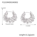 Modern wavy fan-shaped earrings in polished silver finish made of durable titanium steel - Silver Earrings