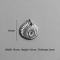 Silver vintage steel cross pendant with radial texture 15mm round charm accessory - Radial Texture Round Pendant (P00078S)