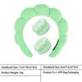 Three-piece set of light green sponge spa headband and wristbands for face washing - 6- Light Green Terry Cloth Headband + 1 Pair Of Wristbands