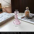 Pink transparent hexagonal glass candle holder with vintage ribbed texture and Nordic style - Vertical Stripe Candle Holder - Small / Transparent Pink