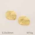 Golden heart earrings with radiant quilted texture and polished finish in 23x18mm size - Style B Gold Wavy Pleated (KE114940-KFC)