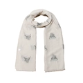 Winter scarf for women with highland cow print and frayed edges in cream white - 70*180cm / Beige