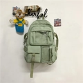 Zaino in nylon verde chiaro con tasche trasparenti e design con fibbia alla moda - Regular Fit / Zaino Verde (Senza Accessori)