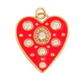 Red enamel heart pendant with gold plating and sparkling zircon crystal inlay detail - Zirconia Heart-Rose