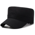Berretto militare nero classico in cotone con ricamo Sport 3D e vista laterale a 45 gradi - Taglia Unica(Regolabile) / Nero