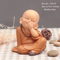 Smiling monk car dashboard ornament in brown robe, medium size 8.5x6.5x10.5cm resin figure - Speak No Evil (Medium Size)