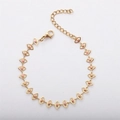 Detail of 18K gold plated stainless steel bracelet with pink evil eye enamel charms - Gold/Pink