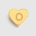 Gold-plated heart-shaped titanium steel pendant bead featuring an engraved letter O for DIY - Letter O / Gold