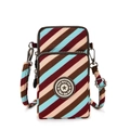 Crossbody phone bag with colorful diagonal stripes and dual zipper compartments - Washed Twill