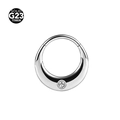 Silver G23 titanium seamless nose ring with a sparkling clear cubic zirconia stone - 1.2x8mm / Silver Crescent with Zirconia