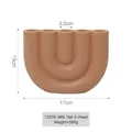 Milk tea color ceramic U-shaped 5-hole candle holder and decorative vase ornament - Milk Tea - 5 Heads