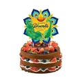 Happy Diwali cake topper with peacock and mandala patterns on a tiered chocolate cake - Diwali Large Topper