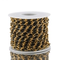 3.7mm stainless steel gold and black enamel DIY jewelry chain on white spool - Black
