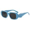 Fashionable geometric irregular sunglasses with light blue frames and dark lenses - Blue Frame Grey Lens