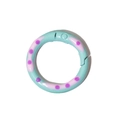 Mint green spring ring buckle with pink and purple dots for DIY keychains - Emerald Green